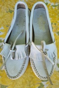 White Leather Moccasins